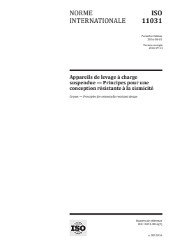 ISO 11031:2016 - Appareils de levage à charge suspendue — Principes pour une conception résistante à la sismicité
Released:8/19/2016 - Page 1 preview