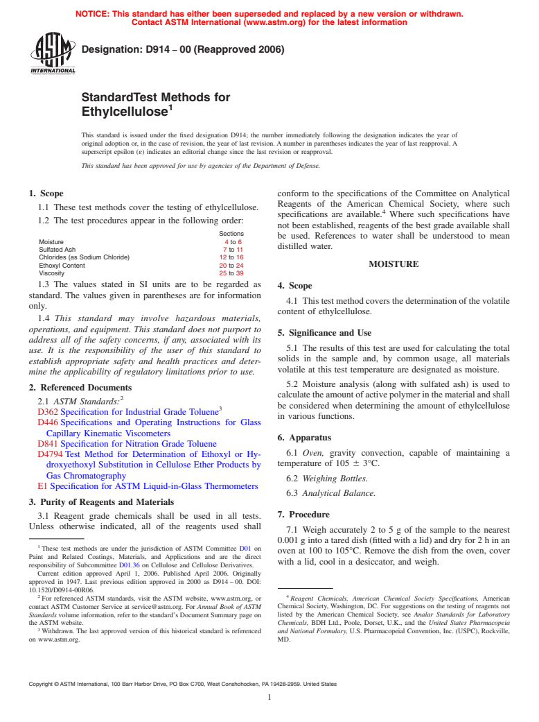 ASTM D914-00(2006) - Standard Test Methods for Ethylcellulose