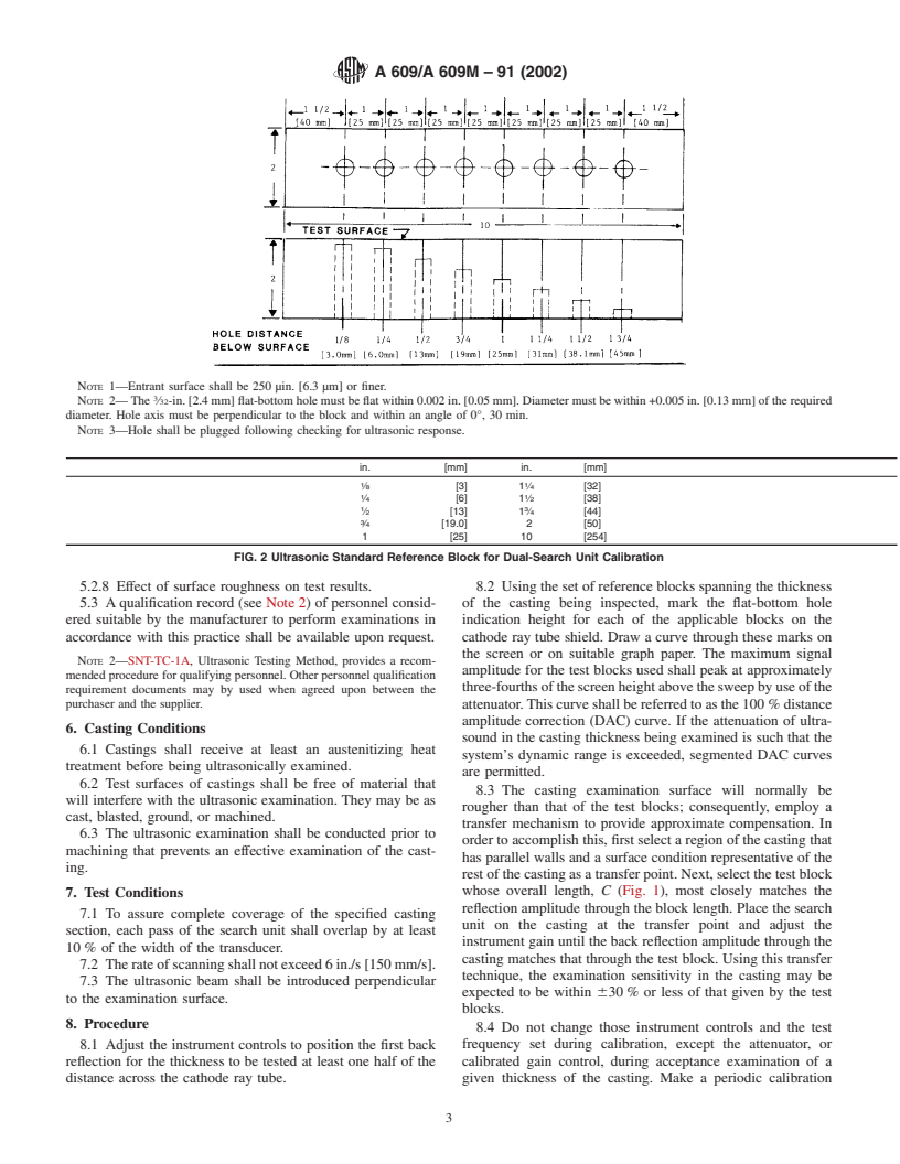 ASTM A609/A609M-91(2002) - Standard Practice for Castings, Carbon, Low-Alloy, and Martensitic Stainless Steel, Ultrasonic Examination Thereof