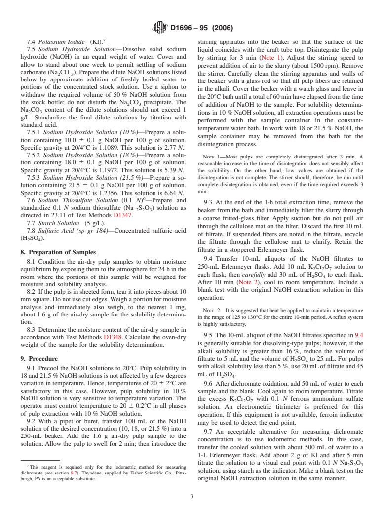 ASTM D1696-95(2006) - Standard Test Method for Solubility of Cellulose in Sodium Hydroxide