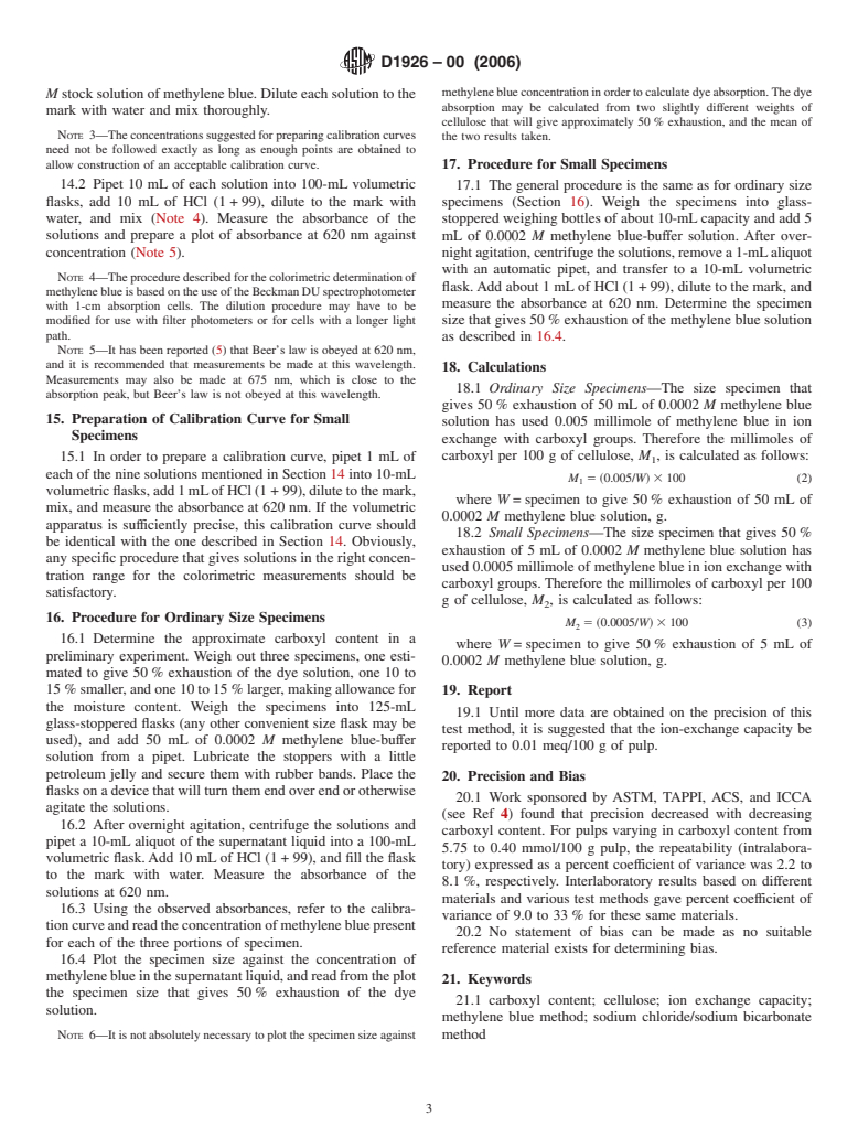 ASTM D1926-00(2006) - Standard Test Methods for Carboxyl Content of Cellulose