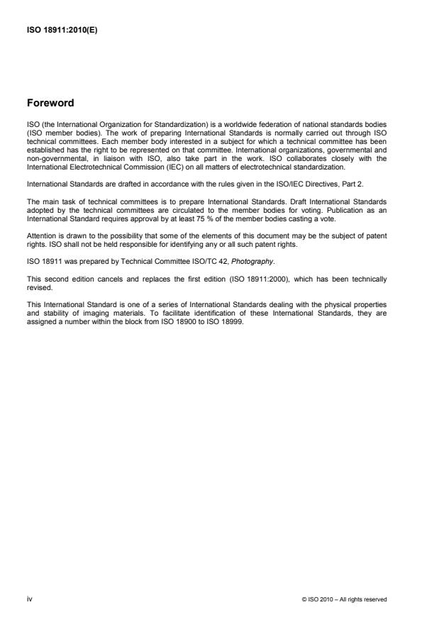 SIST ISO 18911:2011 ISO 18911:2010 - Imaging materials -- Processed safety photographic films -- Storage practices - Page 4 preview