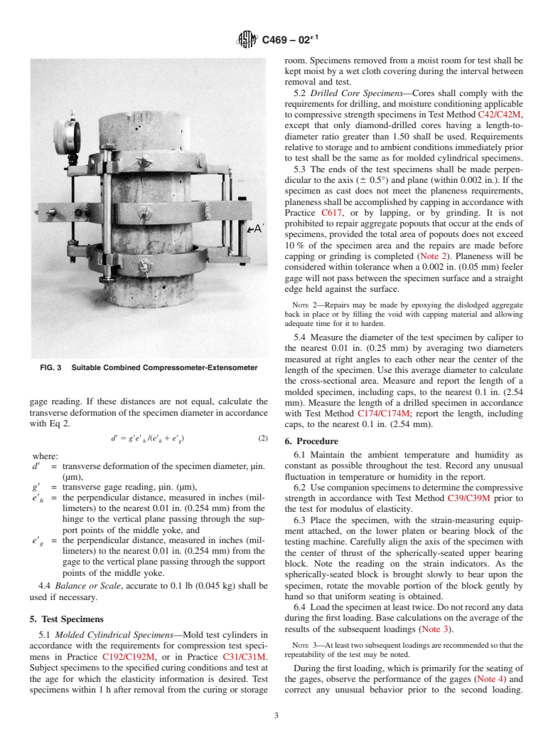 ASTM C469-02e1 - Standard Test Method for Static Modulus of Elasticity and Poisson's Ratio of Concrete in Compression