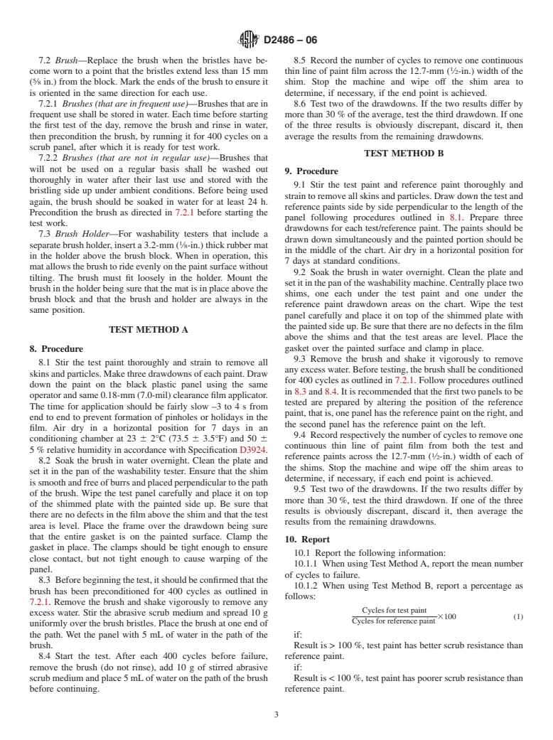 ASTM D2486-06 - Standard Test Methods for Scrub Resistance of Wall Paints