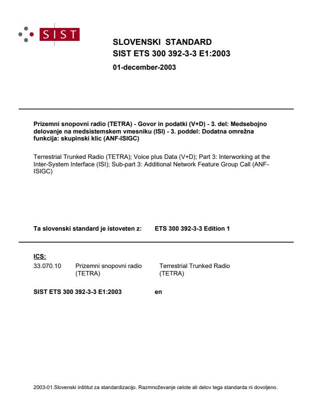 SIST ETS 300 392-3-3 E1:2003