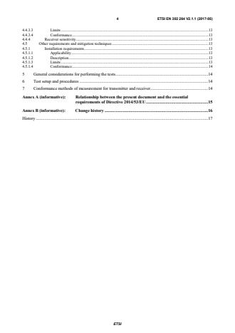 SIST EN 302 264 V2.1.1:2017 ETSI EN 302 264 V2.1.1 (2017-05) - Short Range Devices; Transport and Traffic Telematics (TTT); Short Range Radar equipment operating in the 77 GHz to 81 GHz band; Harmonised Standard covering the essential requirements of article 3.2 of Directive 2014/53/EU - Page 4 preview