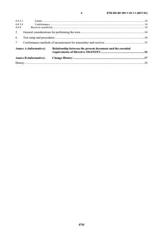 SIST EN 301 091-1 V2.1.1:2017 ETSI EN 301 091-1 V2.1.1 (2017-01) - Harmonised Standard covering the essential requirements of article 3.2 of Directive 2014/53/EU; Harmonised Standard covering the essential requirements of article 3.2 of Directive 2014/53/EU; Part 1: Ground based vehicular radar - Page 4 preview