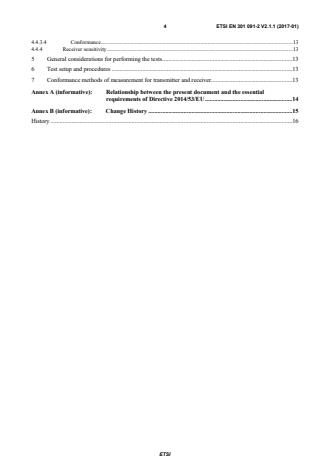 SIST EN 301 091-2 V2.1.1:2017 ETSI EN 301 091-2 V2.1.1 (2017-01) - Harmonised Standard covering the essential requirements of article 3.2 of Directive 2014/53/EU; Harmonised Standard covering the essential requirements of article 3.2 of Directive 2014/53/EU; Part 2: Fixed infrastructure radar equipment - Page 4 preview
