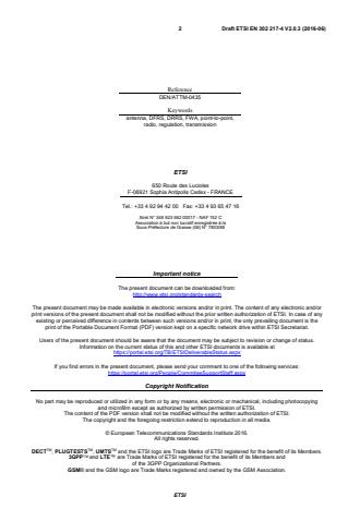 SIST EN 302 217-4 V2.1.1:2017 ETSI EN 302 217-4 V2.0.3 (2016-06) - Fixed Radio Systems; Characteristics and requirements for point-to-point equipment and antennas; Part 4: Antennas - Page 2 preview
