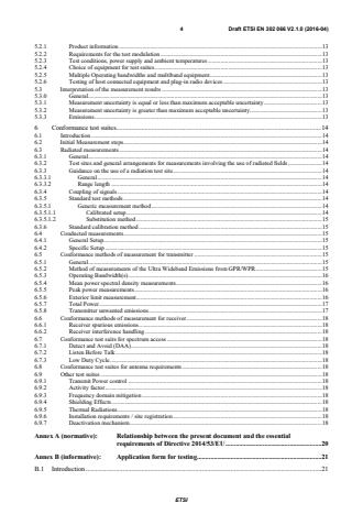 SIST EN 302 066 V2.1.1:2017 ETSI EN 302 066 V2.1.0 (2016-04) - Short Range Devices (SRD); Ground- and Wall- Probing Radar applications (GPR/WPR) imaging systems; Harmonised Standard covering the essential requirements of article 3.2 of the Directive 2014/53/EU - Page 4 preview