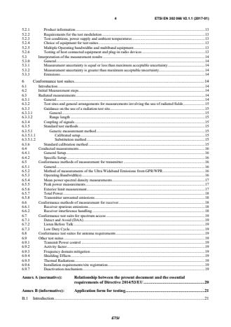 SIST EN 302 066 V2.1.1:2017 ETSI EN 302 066 V2.1.1 (2017-01) - Short Range Devices (SRD); Ground- and Wall- Probing Radar applications (GPR/WPR) imaging systems; Harmonised Standard covering the essential requirements of article 3.2 of the Directive 2014/53/EU - Page 4 preview