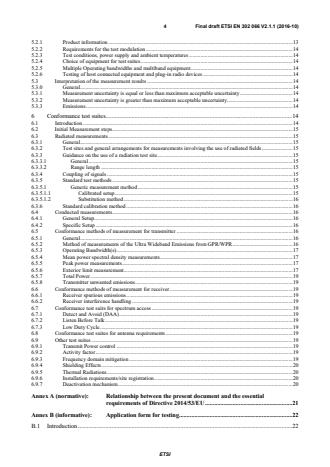 SIST EN 302 066 V2.1.1:2017 ETSI EN 302 066 V2.1.1 (2016-10) - Short Range Devices (SRD); Ground- and Wall- Probing Radar applications (GPR/WPR) imaging systems; Harmonised Standard covering the essential requirements of article 3.2 of the Directive 2014/53/EU - Page 4 preview