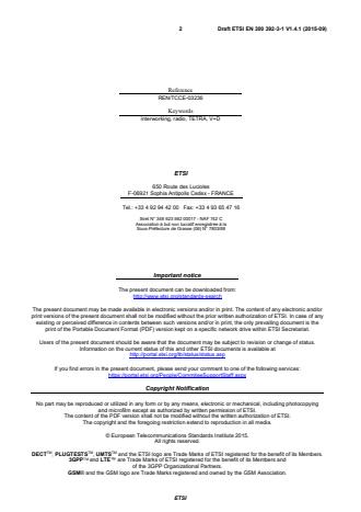 SIST EN 300 392-3-1 V1.4.1:2016 ETSI EN 300 392-3-1 V1.4.1 (2015-09) - Terrestrial Trunked Radio (TETRA); Voice plus Data (V+D); Part 3: Interworking at the Inter-System Interface (ISI); Sub-part 1: General design - Page 2 preview