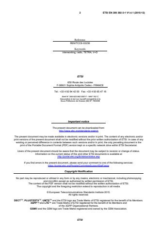 SIST EN 300 392-3-1 V1.4.1:2016 Terrestrial Trunked Radio (TETRA); Voice plus Data (V+D); Part 3: Interworking at the Inter-System Interface (ISI); Sub-part 1: General design - TCCE 3 - Page 2 preview