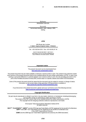 SIST EN 302 608 V2.1.1:2018 ETSI EN 302 608 V2.1.0 (2016-12) - Short Range Devices (SRD); Radio equipment for Eurobalise railway systems; Harmonised Standard covering the essential requirements of article 3.2 of Directive 2014/53/EU - Page 2 preview