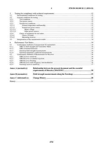 SIST EN 302 609 V2.1.1:2017 ETSI EN 302 609 V2.1.1 (2016-12) - Short Range Devices (SRD); Radio equipment for Euroloop railway systems; Harmonised Standard covering the essential requirements of article 3.2 of the Directive 2014/53/EU - Page 4 preview