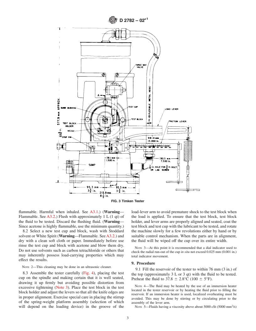 ASTM D2782-02e1 - Standard Test Method for Measurement of Extreme-Pressure Properties of Lubricating Fluids (Timken Method)