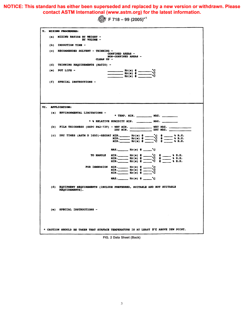 ASTM F718-99(2005)e1 - Standard for Shipbuilders and Marine Paints and Coatings Product/Procedure Data Sheet