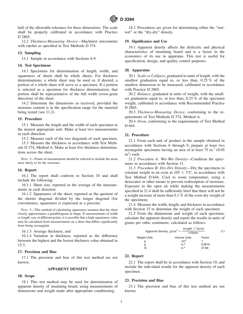 ASTM D3394-94(2000) - Standard Test Methods for Sampling and Testing Electrical Insulating Board