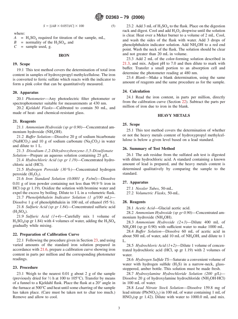 ASTM D2363-79(2006) - Standard Test Methods for Hydroxypropyl Methylcellulose