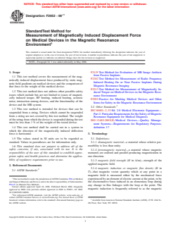 ASTM F2052-06e1 - Standard Test Method for Measurement of Magnetically Induced Displacement Force on Medical Devices in the Magnetic Resonance Environment