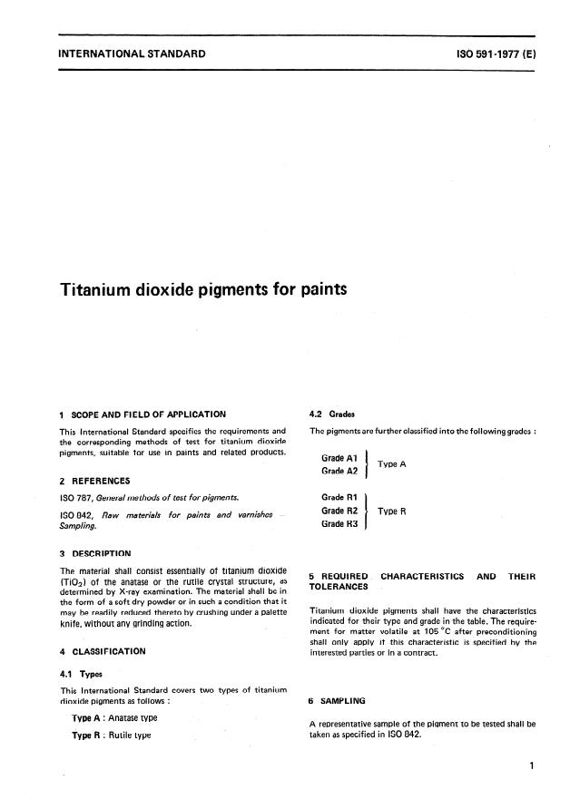 ISO 591:1977 - Titanium dioxide pigments for paints