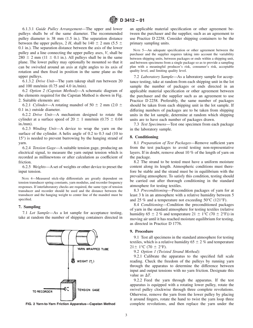 ASTM D3412-01 - Standard Test Method for Coefficient of Friction, Yarn to Yarn