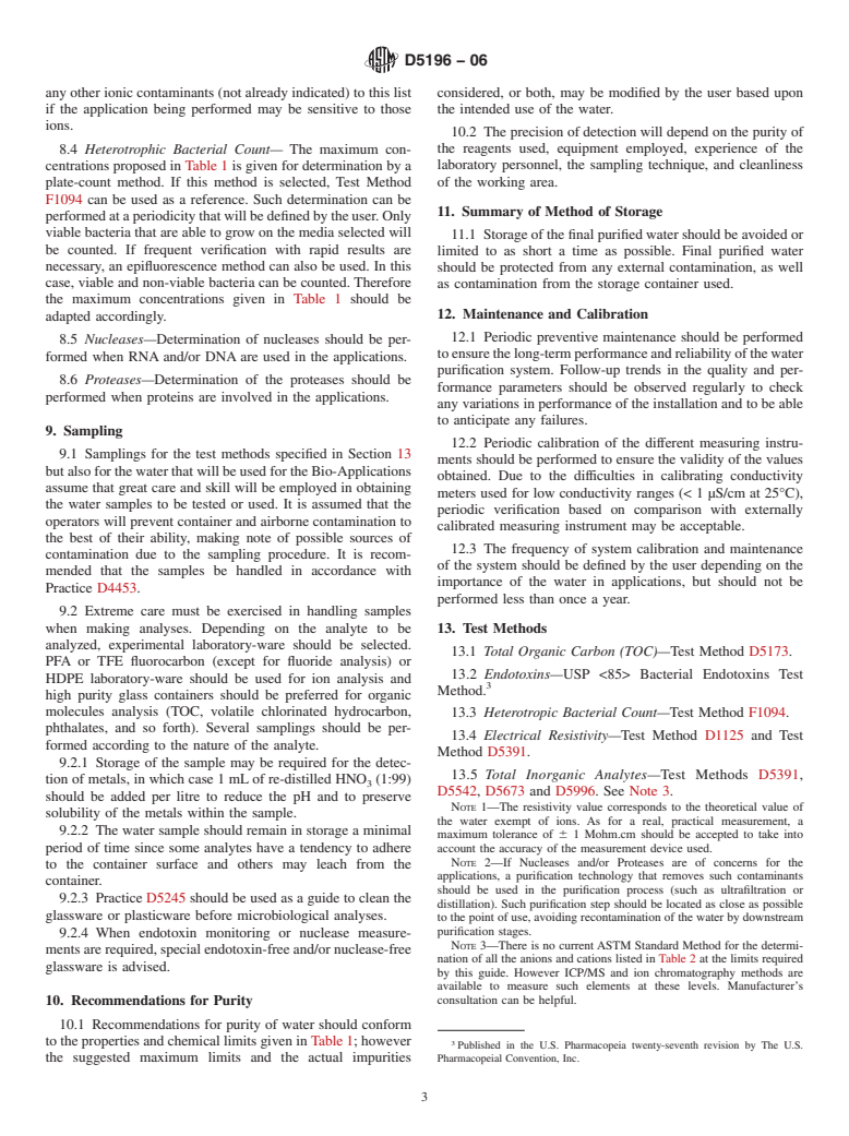 ASTM D5196-06 - Standard Guide for Bio-Applications Grade Water