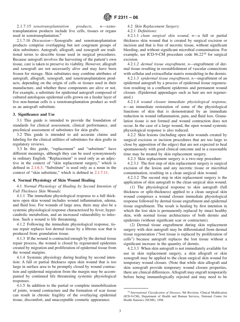 ASTM F2311-06 - Standard Guide for Classification of Therapeutic Skin Substitutes