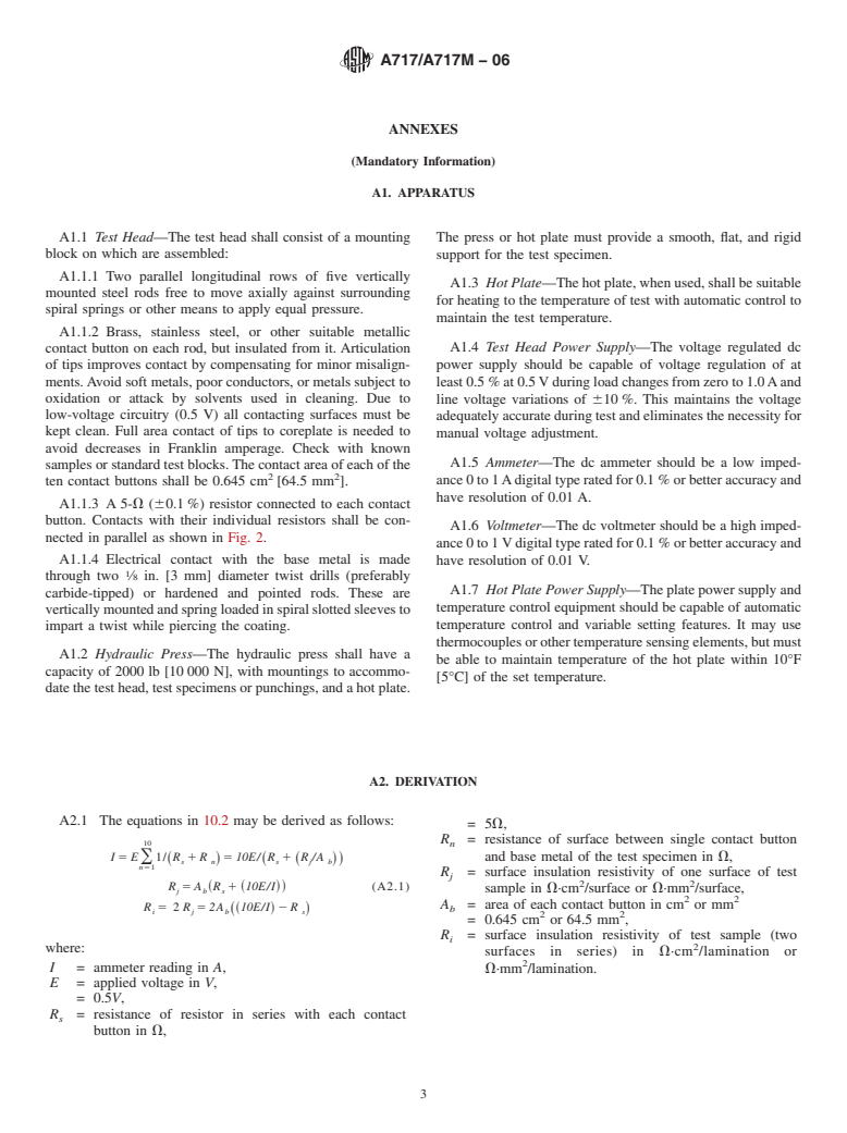 ASTM A717/A717M-06 - Standard Test Method for Surface Insulation Resistivity of Single-Strip Specimens