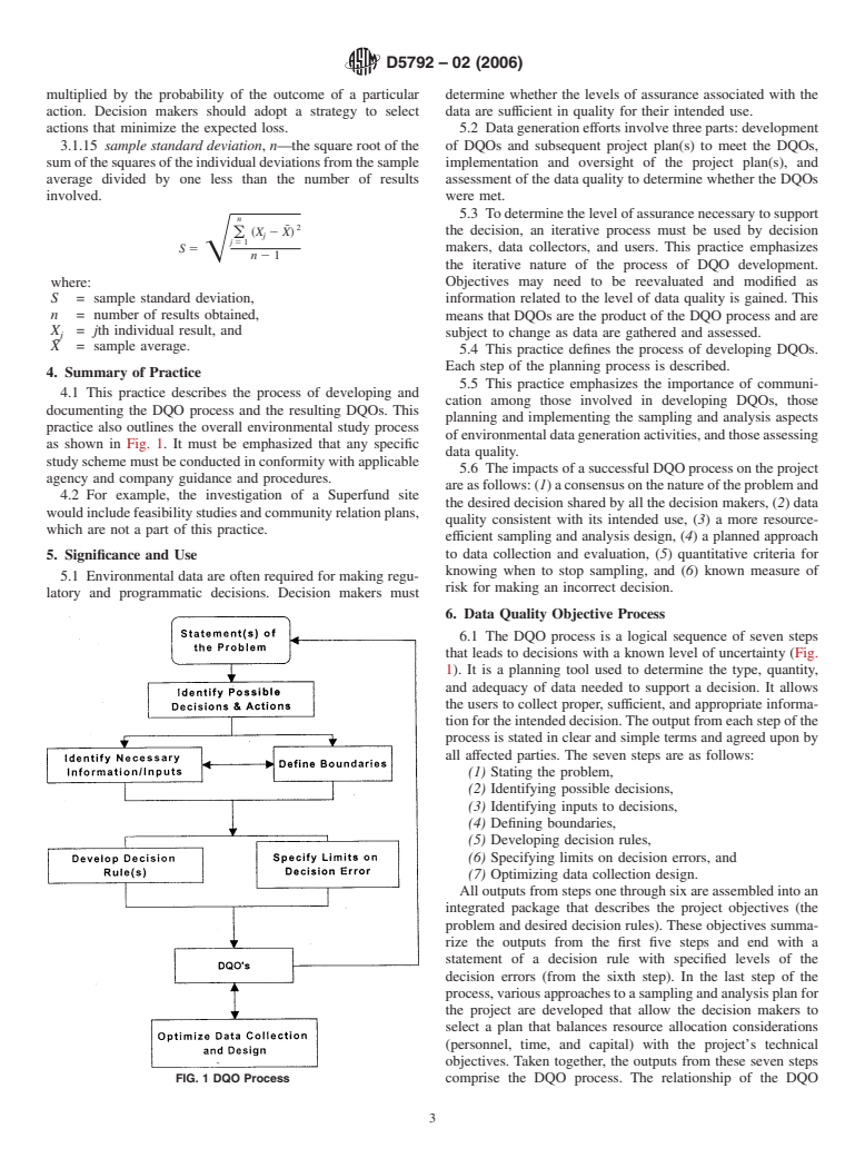 ASTM D5792-02(2006) - Standard Practice for Generation of Environmental Data Related to Waste Management Activities: Development of Data Quality Objectives