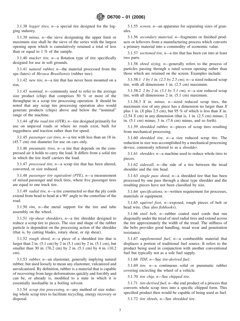 ASTM D6700-01(2006) - Standard Practice for Use of Scrap Tire-Derived Fuel