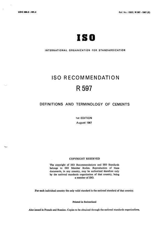 ISO/R 597:1967 - Withdrawal of ISO/R 597-1967