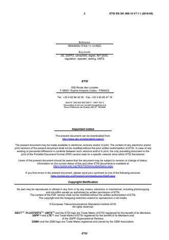 SIST EN 301 908-12 V7.1.1:2016 ETSI EN 301 908-12 V7.1.1 (2016-05) - IMT cellular networks; Harmonised Standard covering the essential requirements of article 3.2 of the Directive 2014/53/EU; Part 12: CDMA Multi-Carrier (cdma2000) Repeaters - Page 2 preview