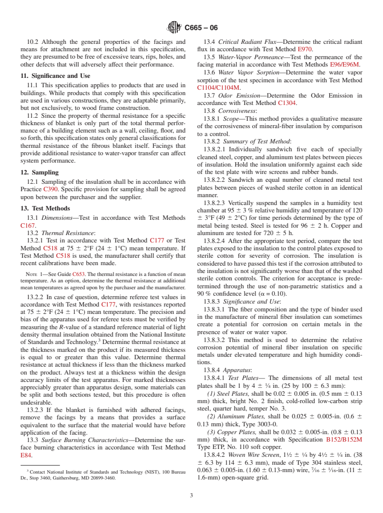 ASTM C665-06 - Standard Specification for Mineral-Fiber Blanket Thermal Insulation for Light Frame Construction and Manufactured Housing