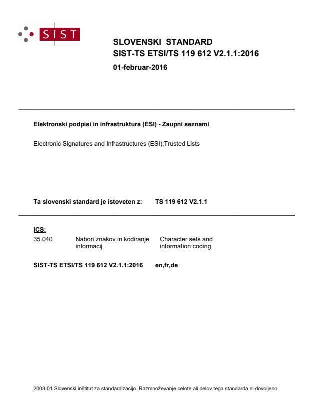 TS ETSI/TS 119 612 V2.1.1:2016 - BARVE