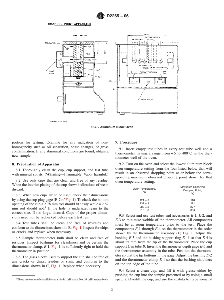 ASTM D2265-06 - Standard Test Method for Dropping Point of Lubricating Grease Over Wide Temperature Range