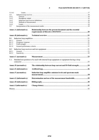 SIST EN 303 348 V1.1.2:2017 ETSI EN 303 348 V1.1.1 (2017-05) - Induction loop systems intended to assist the hearing impaired in the frequency range 10 Hz to 9 kHz; Harmonised Standard covering the essential requirements of article 3.2 of Directive 2014/53/EU - Page 4 preview