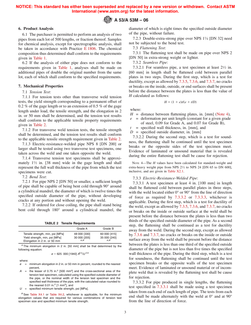 ASTM A53/A53M-06 - Standard Specification for Pipe, Steel, Black and Hot-Dipped, Zinc-Coated, Welded and Seamless