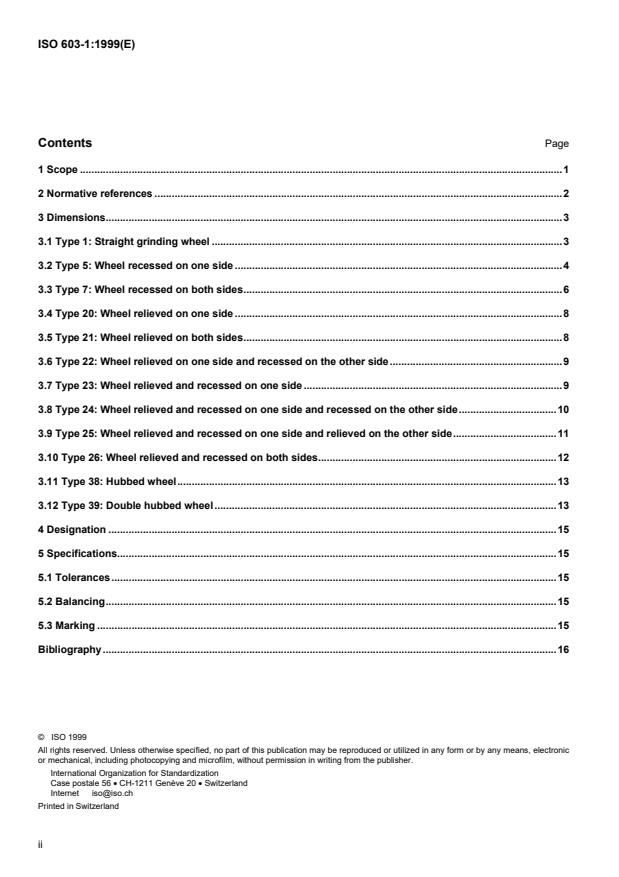 ISO 603-1:1999 ISO 603-1:1999 - Bonded abrasive products -- Dimensions - Page 2 preview