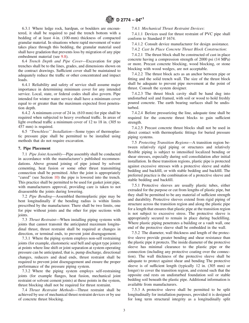 ASTM D2774-04e1 - Standard Practice for Underground Installation of Thermoplastic Pressure Piping