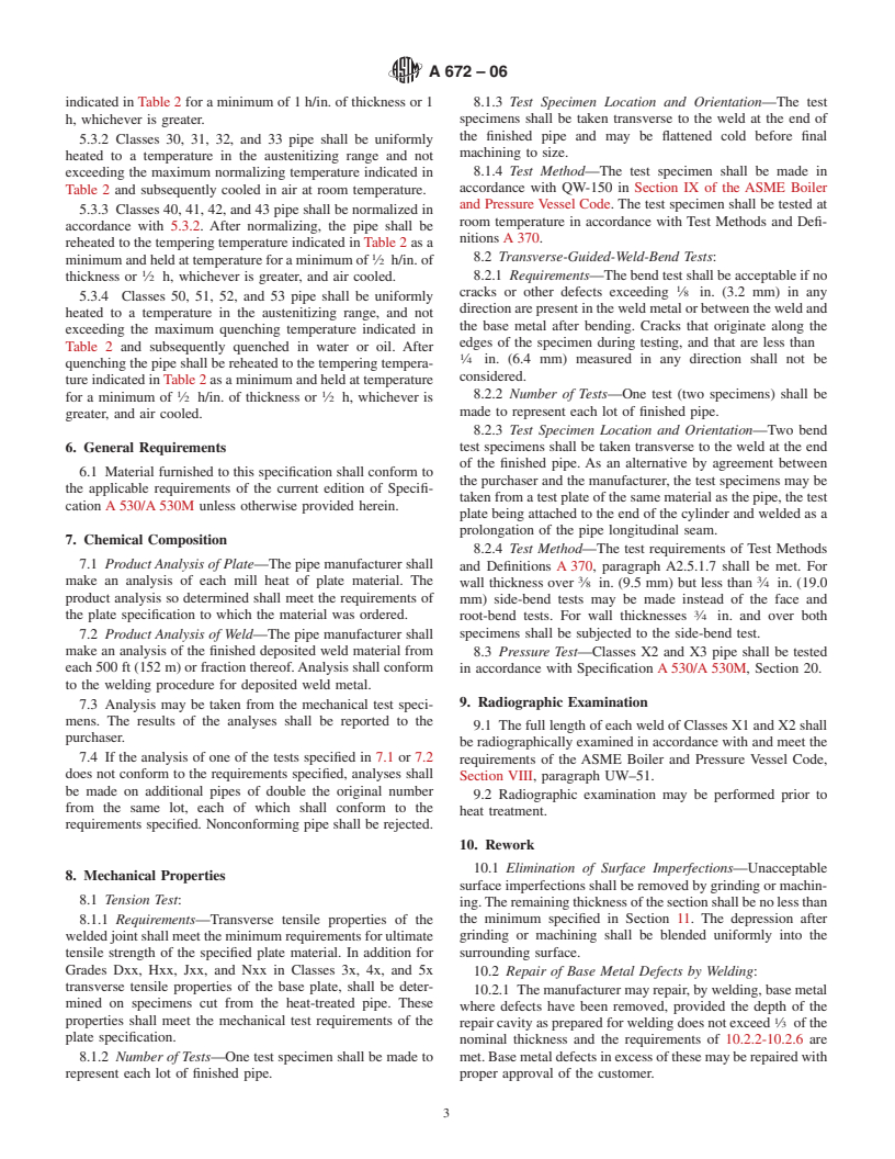 ASTM A672-06 - Standard Specification for Electric-Fusion-Welded Steel Pipe for High-Pressure Service at Moderate Temperatures