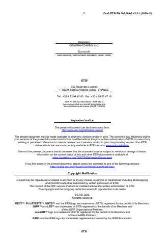 SIST EN 303 364-2 V1.1.1:2021 ETSI EN 303 364-2 V1.0.1 (2020-11) - Primary Surveillance Radar (PSR); Harmonised Standard for access to radio spectrum; Part 2: Air Traffic Control (ATC) PSR sensors operating in the frequency band 2 700 MHz to 3 100 MHz (S band) - Page 2 preview