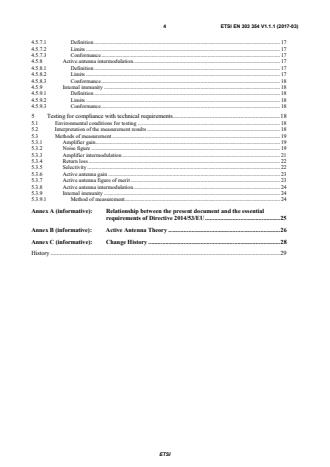 SIST EN 303 354 V1.1.1:2017 ETSI EN 303 354 V1.1.1 (2017-03) - Amplifiers and active antennas for TV broadcast reception in domestic premises; Harmonised Standard covering the essential requirements of article 3.2 of Directive 2014/53/EU - Page 4 preview