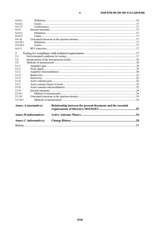 SIST EN 303 354 V1.1.1:2017 ETSI EN 303 354 V1.0.2 (2016-06) - Amplifiers and active antennas for TV broadcast reception in domestic premises; Harmonised Standard covering the essential requirements of article 3.2 of Directive 2014/53/EU - Page 4 preview