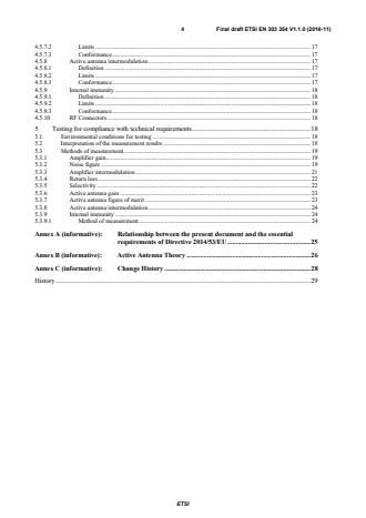 SIST EN 303 354 V1.1.1:2017 ETSI EN 303 354 V1.1.0 (2016-11) - Amplifiers and active antennas for TV broadcast reception in domestic premises; Harmonised Standard covering the essential requirements of article 3.2 of Directive 2014/53/EU - Page 4 preview