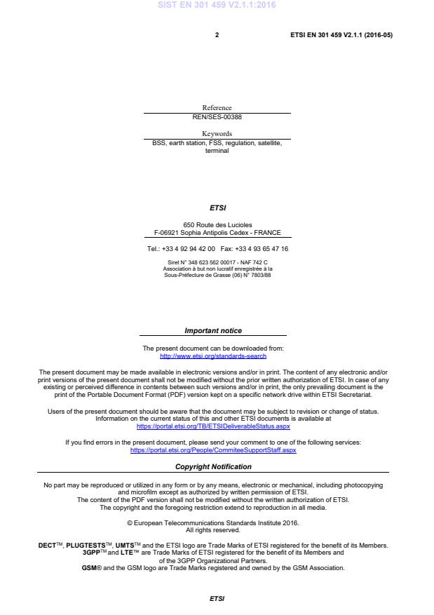 SIST EN 301 459 V2.1.1:2016 SIST EN 301 459 V2.1.1:2016 - Page 4 preview