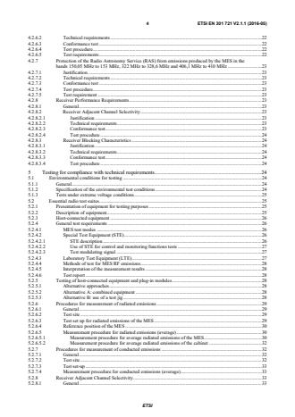 SIST EN 301 721 V2.1.1:2016 ETSI EN 301 721 V2.1.1 (2016-05) - Satellite Earth Stations and Systems (SES); Harmonised Standard for Mobile Earth Stations (MES) providing Low Bit Rate Data Communications (LBRDC) using Low Earth Orbiting (LEO) satellites operating below 1 GHz frequency band covering the essential requirements of article 3.2 of the Directive 2014/53/EU - Page 4 preview