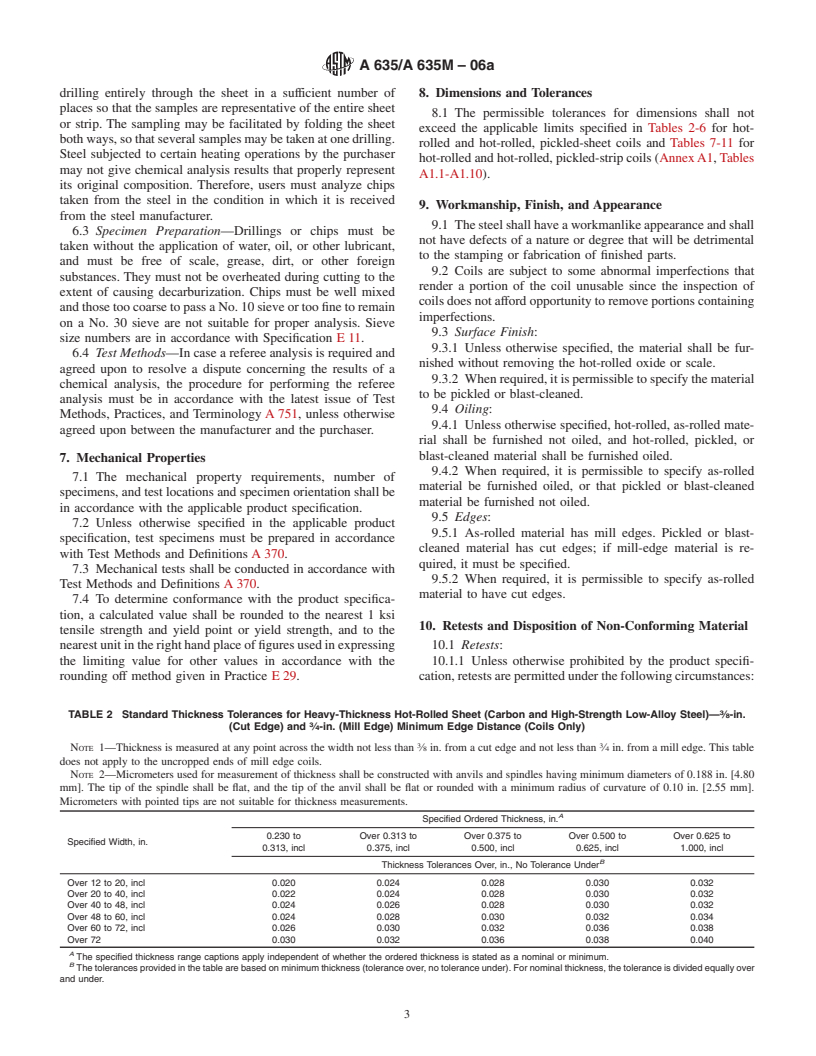 ASTM A635/A635M-06a - Standard Specification for Steel, Sheet and Strip, Heavy-Thickness Coils, Hot-Rolled, Carbon, Structural, High-Strength Low-Alloy, and High-Strength Low-Alloy with Improved Formability, General Requirements for