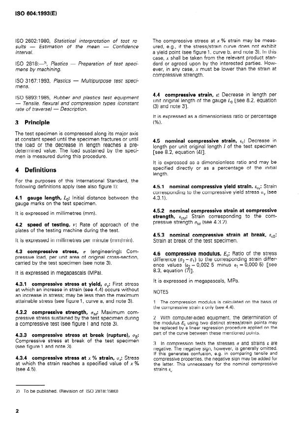 ISO 604:1993 ISO 604:1993 - Plastics -- Determination of compressive properties - Page 4 preview